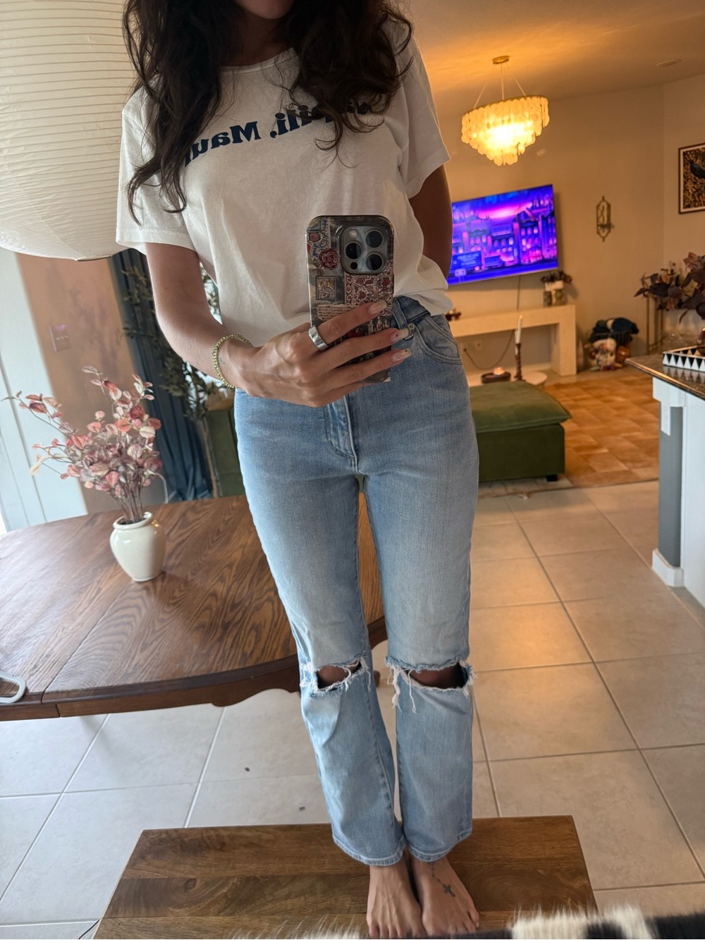 pistola Light Blue Distressed Straight-Leg Jeans
